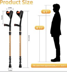 Forearm Crutches for Adults Gold 1 Pair 10 Level