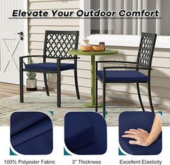 Basic Beyond Outdoor Chair Cushions for 18.5″x16″x3″(Pack of 4), 01 – Navy