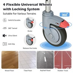 4-in-1 Bedside Commode Chair w/ Wheel Commode Wheelchair w/Detachable Bucket