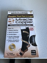Miracle Copper Anti-Fatigue Compression Socks, S/M, Black, 1 Pair, NIB, Unisex