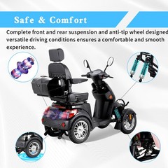 800W Heavy Duty Mobility Scooter 4-Wheel 31 Miles Fit For Senior 500lbs Capacity