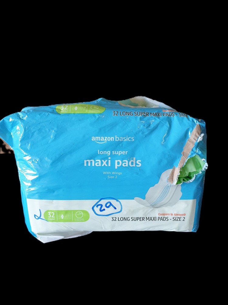 Amazon Basics Thick Maxi Menstrual Pads Size 2 with Wings Super Absorbency 29 Ct