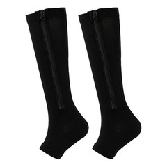 High Stockings Knee Socks Zipper Open Toe Compression Graduated 20–30mmHg