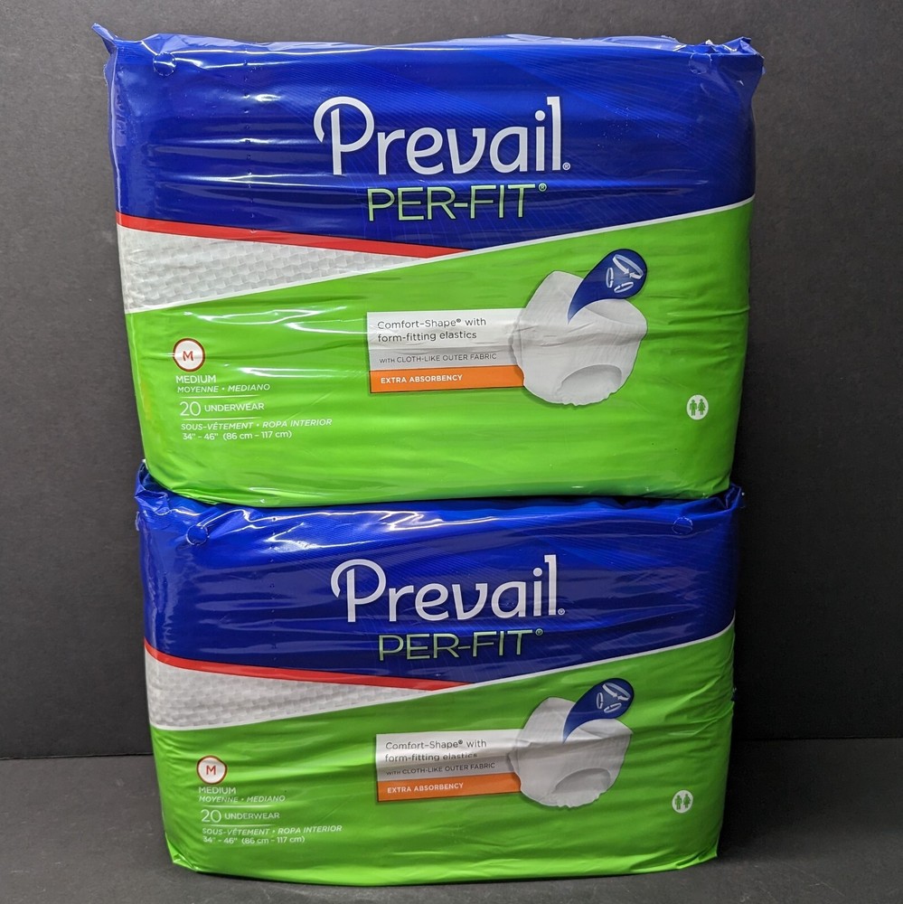 Prevail Per-Fit M Medium 34″-46″ PF-512 – 2 Packs of 20 (40 Total) Extra Absorb