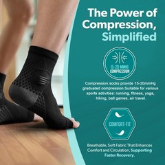 1 Pair Ankle Compression Socks Foot Sleeve Arch Support Open Toe Plantar Fasciit