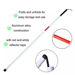 Baitaihem Folding Blind Cane Reflective Red Pack of 1, White,Red