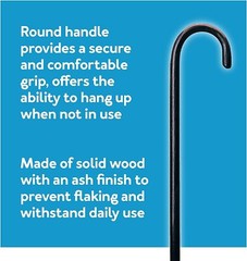Carex Round Handle Wood Cane Walnut Finish Walking Cane 7/8 Inches Diameter Tip