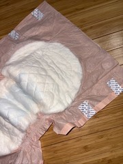 Sample Of 2 Small Vintage Peach Color Plastic Backed Adult Diapers 4 Tape Tabs