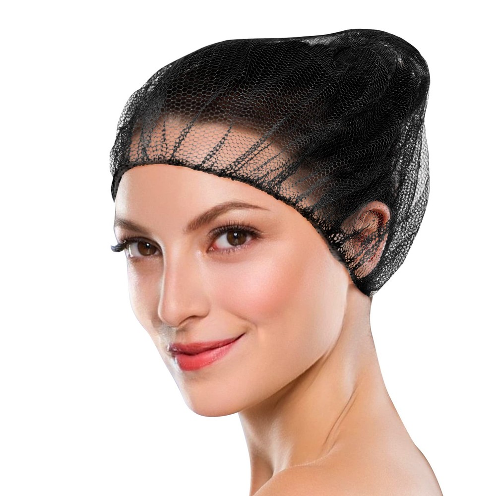 ABC Black Disposable Hair Net, 28 Inch. Pack of 100 Nylon Hair Nets Food Service