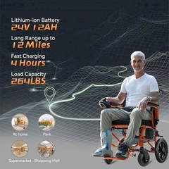 Lightweight Electric Wheelchair 500W Power Motor – Black – Tested Used Good