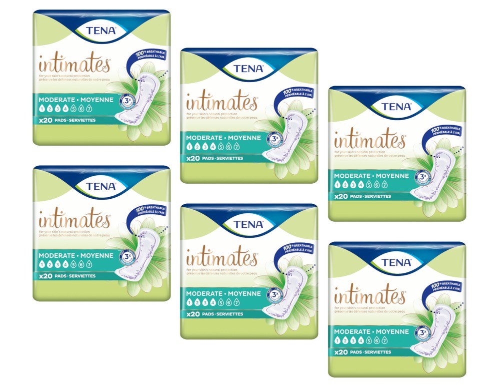 Tena Intimates Moderate Incontinence Pads, 20 Count – Pack of 6