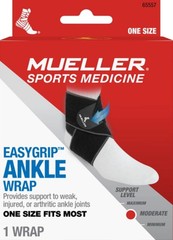 Mueller EasyGrip Ankle Wrap One Size Fits Most Moderate Support Black