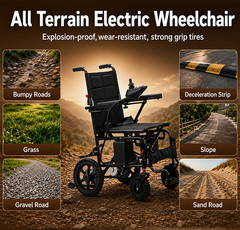 Lightweight Folding All Terrain Electric Wheelchair 500W Power For All Ages