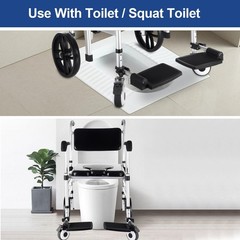 Bedside Commode Wheelchair: Drop Arms, 308lb Cap, Shower Chair, Anti-tilt