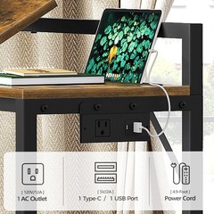 Recliner Table Overbed Table W/ Charging Station & Wheels Over The Bed Desk