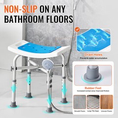 VEVOR Shower Chair Bath Stool Seat Height Adjustable for Bathtub Shower 500lbs