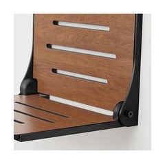 Seachrome Silhouette Folding Wall Mount Shower Bench Seat, Rustic Teak Seat w…