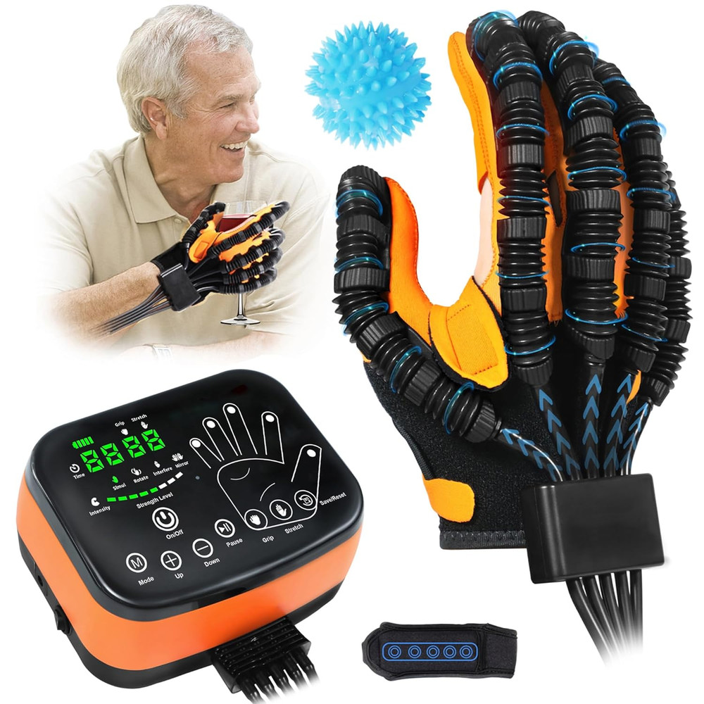 Robotic Hand Glove for Stroke Rehab, Adjustable Intensity, 4 Modes, Hand Therapy