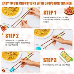 200 PCS Reusable Chopsticks Helper Multicolor Plastic Practice Trainer Chinese