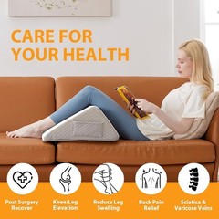 Knee Wedge Pillow, 8” Pillow for Back 23.6*18.9+7.9, White/Grey