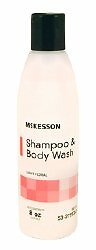 McKesson Rinse Free Shampoo and Body Wash 8 oz. Light Floral Scent -2/Pack