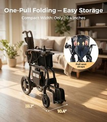 22Lbs Carbon Fiber Lightest Electric Wheelchair for Adults, Portable&Foldable