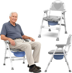 Heavy Duty 4-In-1 Portable Bedside Commode Chair for Elderly & Disabled, Extra-W