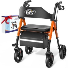 VOCIC Walkers for Seniors, Z21 Rollator Walker with Seat Supports 350lb, 8″ Big