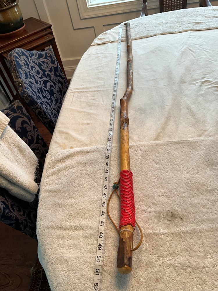 Hand made Wrapped Handle Hiking/walking stick cane wood shaft USA 51-52in NICE