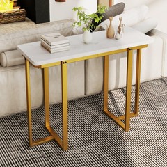 Giantex 42 Console Table Modern Faux Marble Entryway Table Geometric Metal