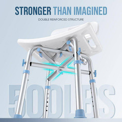 16.5 In. W Heavy Duty Anti-Slip Adjustable Medical Aluminum Shower Chair in Blue