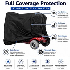 All Season Mobility Scooter Cover 55in Waterproof Heavy Duty Wheelchair Rain Sun