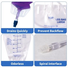 750ml Nephrostomy Drainage Bag with 24-inch Silicone Tubing, Twist Drain Valv.
