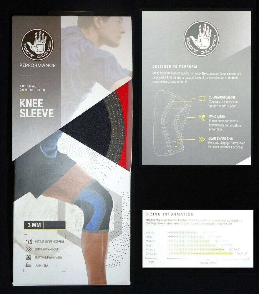 Body Glove Performance Thermal Compression Knee Sleeve 2X-Large Black Red Gray