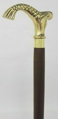 Handmade Solid Brass Mermaid Head Handle Vintage Walking Stick Wooden Cane Gift