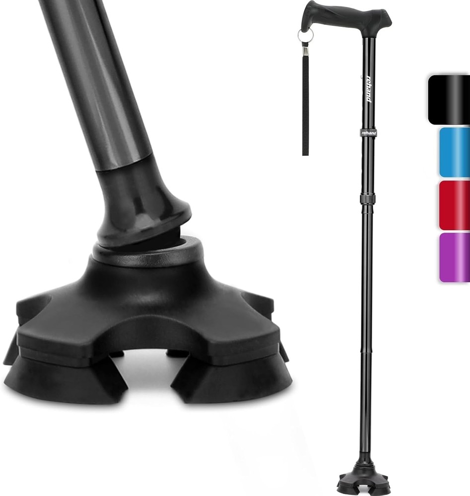 REHAND Adjustable Folding Walking Cane T-Grip Self-Standing Purple