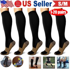 Lot Unisex Copper Compression Socks Ankle Support Men & Women Anti-Fatigue S/M