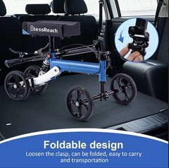 BlessReach Knee Scooter Steerable Deluxe Medical Scooter Supports Up to 300 lbs