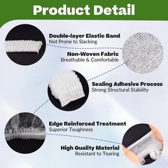 100 Pcs Polypropylene Bouffant Caps,21″/24″ Disposable NonWoven Hair Nets,Non…
