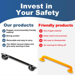 Heavy Duty Suction Cup Shower Handle for Bathroom Safety – Black Grab Bar
