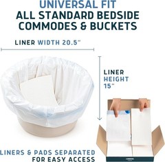 Medical Grade Commode Liners & Super Absorbent Pads – 50 Count Value Pack