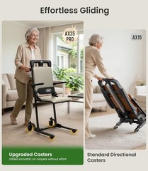 AX35 PRO Electric Transfer Chair Lift with Premium Upholstered Seat Beige