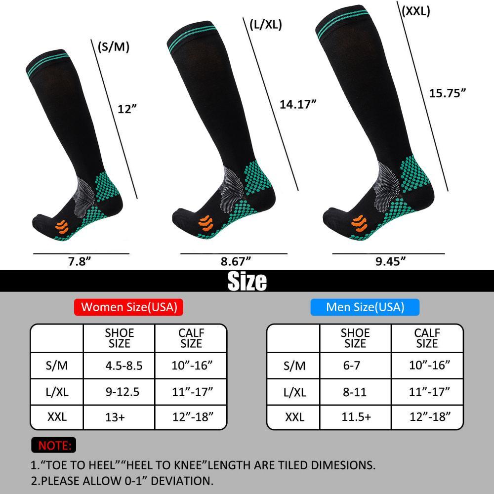 Breathable Hunting Hiking Knee High Compression Socks Medical Athletic 20-30mmhg
