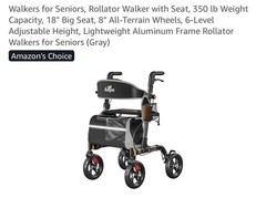 Walkers for Seniors, Rollator Walker with Seat, 350 Lb Weight Capacity, 18″ Big