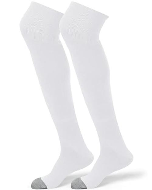 High Football Socks Multiple Sizes over the Knee Baseball Large Gray and White
