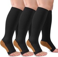 Lightweight 3-Pack Copper Compression Stockings – Open Toe for Active Lifestyles