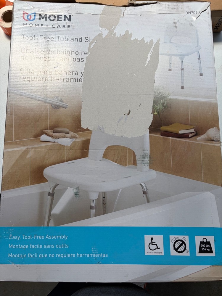 Moen DN7060 Home Care Tool-Free Tub & Shower Chair Up To 300 lbs. NIB
