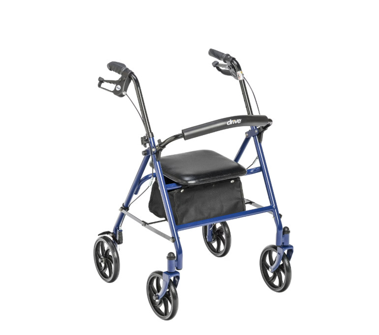Drive Medical Four Wheel Rollator Rolling Walker with Fold Up Removable Back Sup