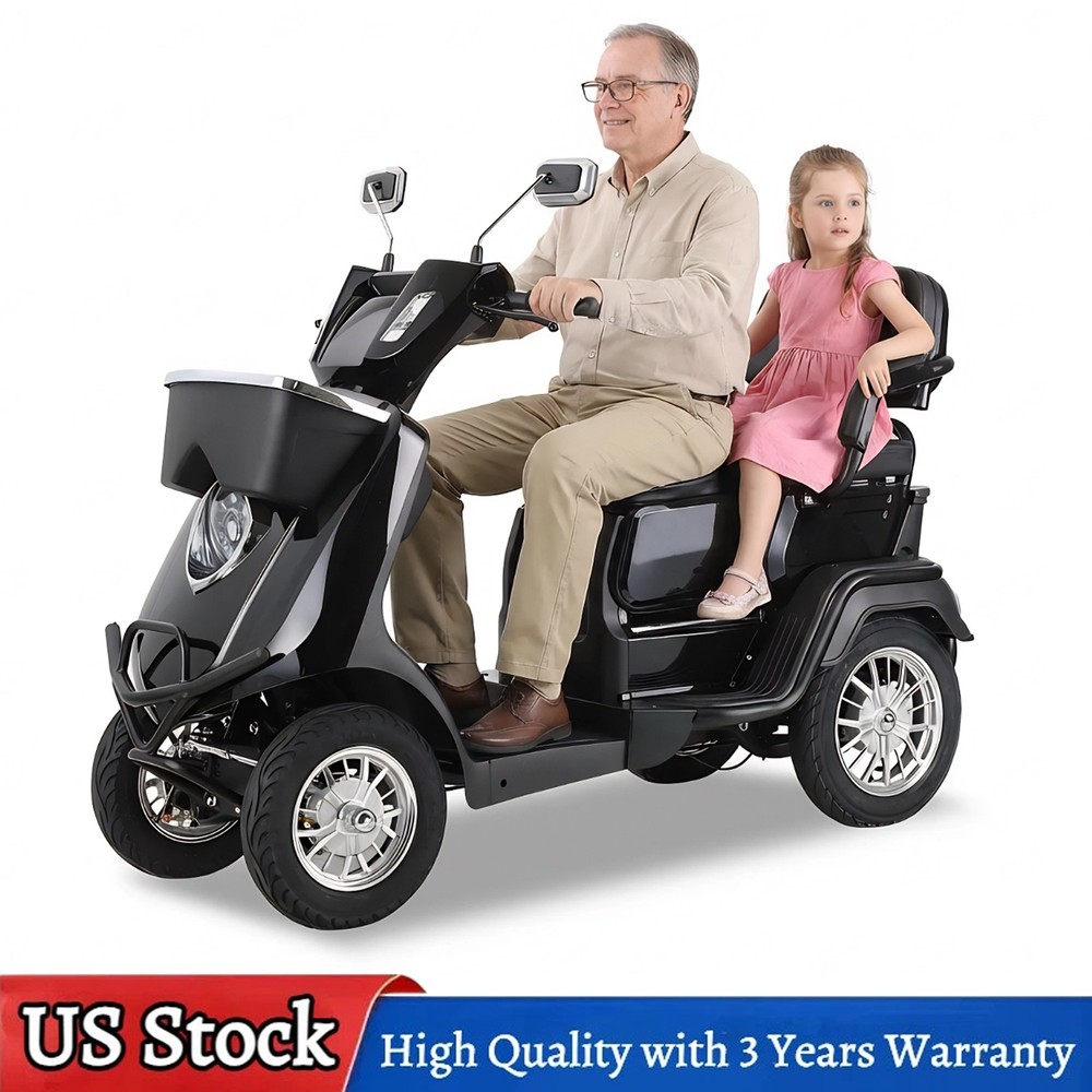 1000W 4-Wheel Heavy Duty 2-Seater Mobility Scooter for Seniors 500lbs 36 miles