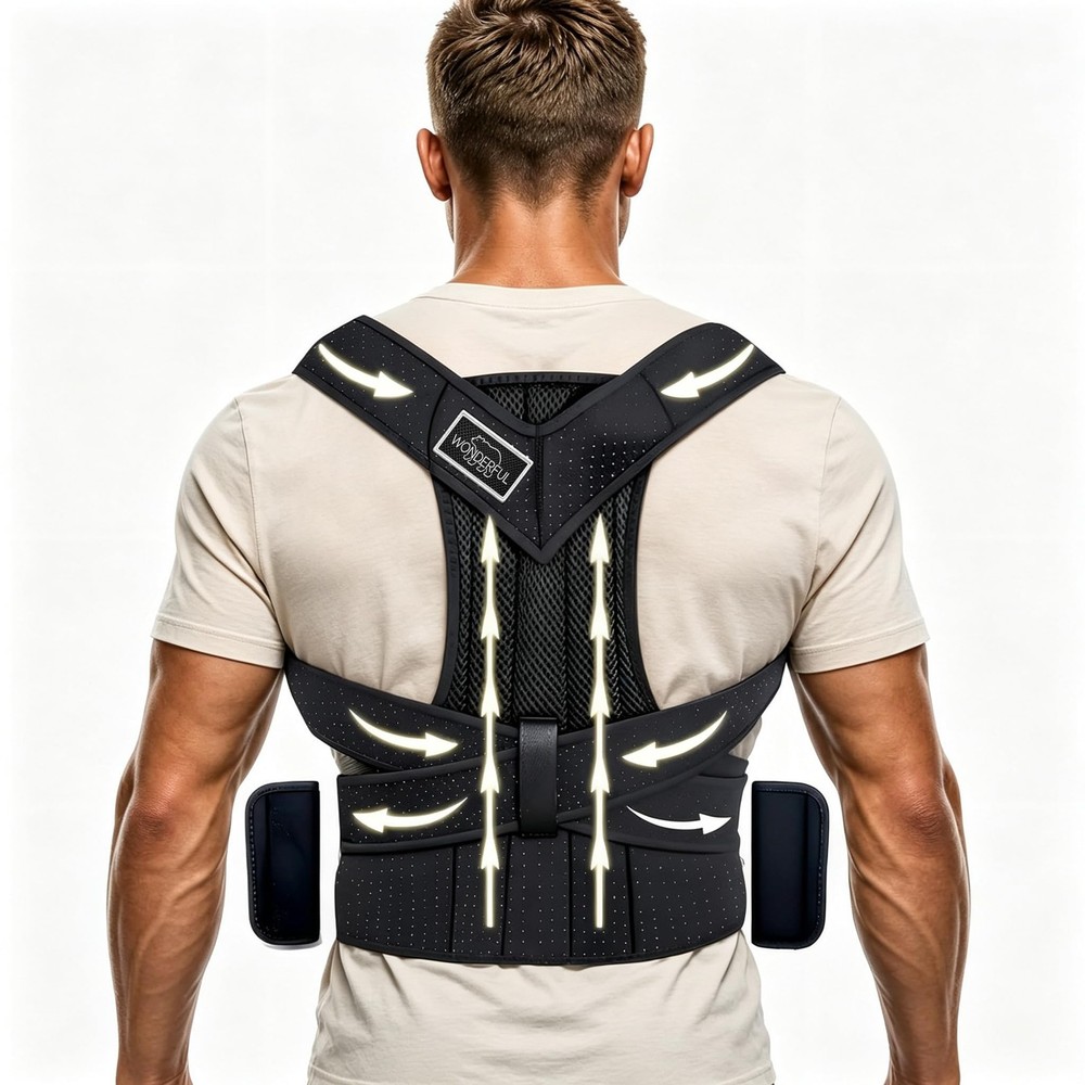 Adjustable Posture Support Brace for Upper Back & Shoulders, Fits Height Unde…
